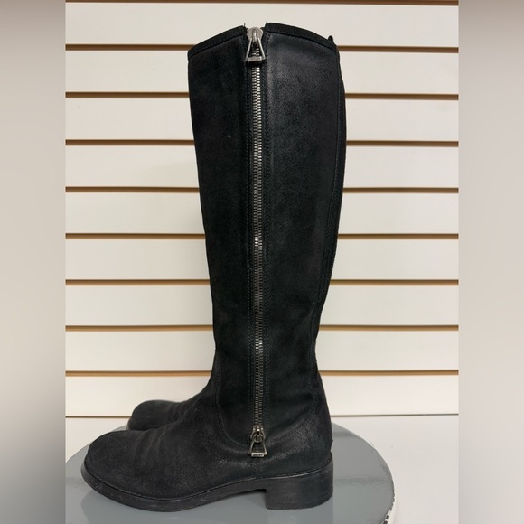 Jimmy Choo Doreen Rugged‎ Suede Knee High Zipper Detail Boots  Black 38.5/8.5 - Picture 6 of 12